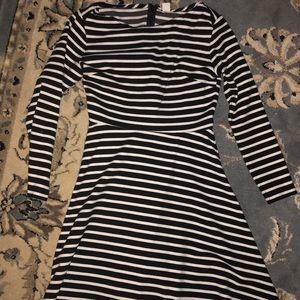 Black and white striped dress